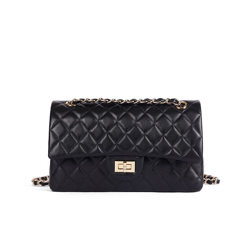 Quilted Lambskin Leather Double Flap Chain Shoulder bag Small Purse Crossbody