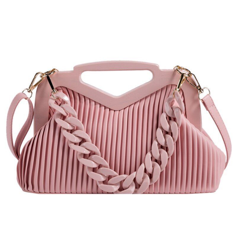 Triangle Handbag Pleated Shoulder Bag Clutch Purses Crossbody Bags 28*19*11 CM