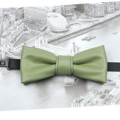 Men Bow Tie PU Leather Patchwork Female Necktie Adult Cravate Wedding Party Wear