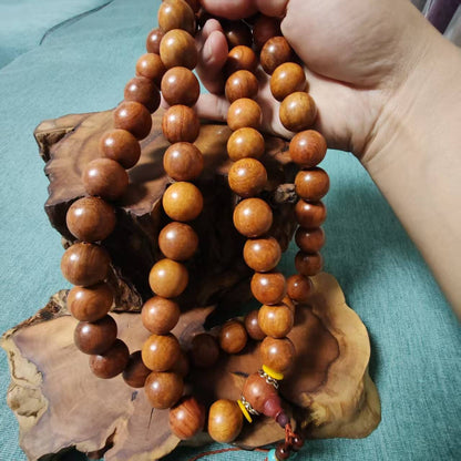 20mm*59 Natural Huanghauli Wood Prayer Beads Shaolin Monks Blessing Necklace