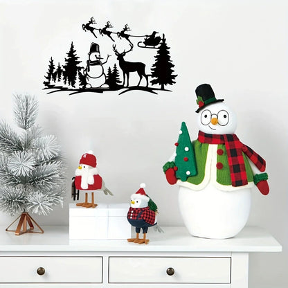 Christmas Tree Snowman Reindeer Metal Wall Art Decor, Metal Wall Hanging Art