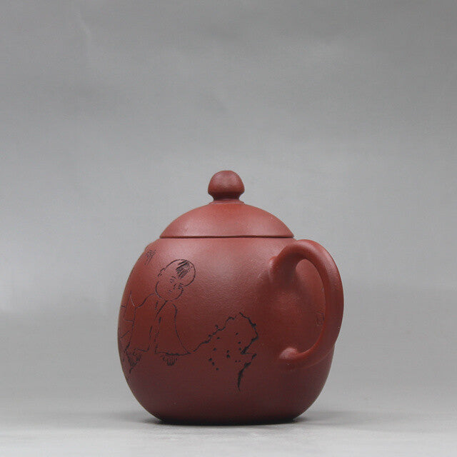 China Yixing Zisha Pottery Plain Cement Clay Handmade Child Kung Fu Teapot 龙蛋壶
