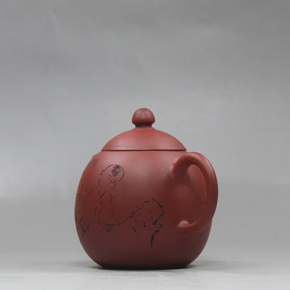 China Yixing Zisha Pottery Plain Cement Clay Handmade Child Kung Fu Teapot 龙蛋壶