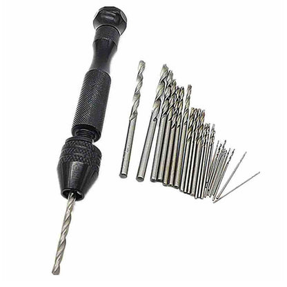 26pcs Micro Hand Drill Bits Small Manual Keyless Chuck Pin Vise Rotary Tool Kit