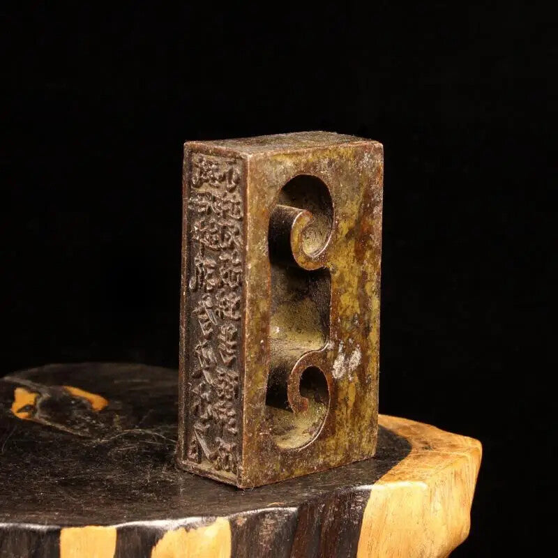 Collection Chinese Copper Carved Hexagon Seal Exquisite Small Statues Decor