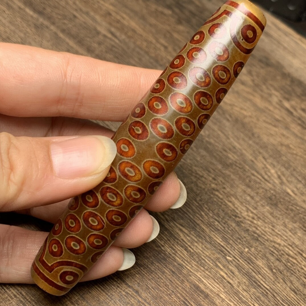 100×20MM Collect Tibetan Style Old Agate One Hundred Eight Eyes Dzi Bead Pendant