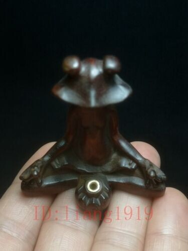 Chinese boxwood hand carved Frog Statue table deco Incense Seat collectable