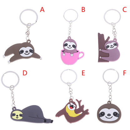 DIY PVC Sloth Keychain Key Rings Holder Key Chain Gift Jewelry Bag Phone Decor!