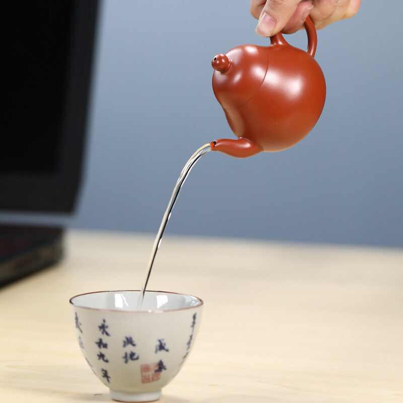 True Yixing Zisha Zhu Clay Tea Pot 90ml Chinese Kungfu Tea Pot Marked Pear Shape