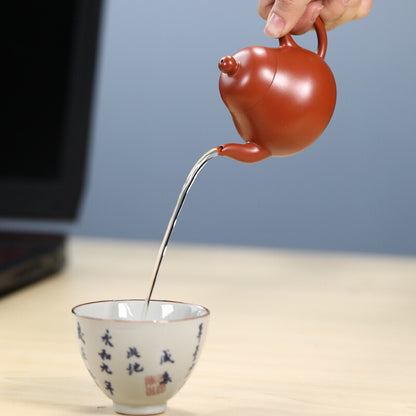 True Yixing Zisha Zhu Clay Tea Pot 90ml Chinese Kungfu Tea Pot Marked Pear Shape