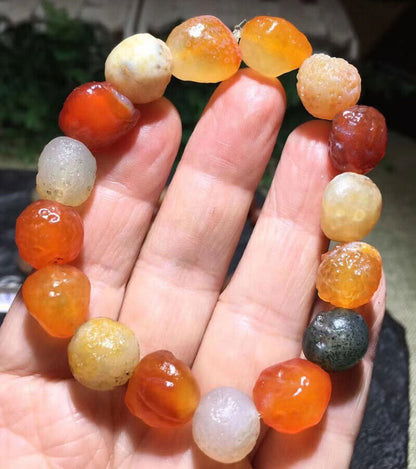 Rare Natural Gobi Desert Alashan Agate stone Prayer Pendant Bracelet