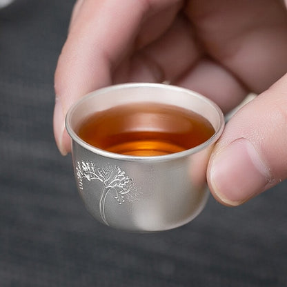 999 Sterling Silver Marked Tea Cup Health Care Chinese Pure Silver Master Cup