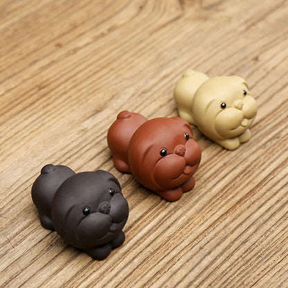 Home Decoration Zisha Purple Clay Tea Pet Dog Statue Mini Size China Ornament