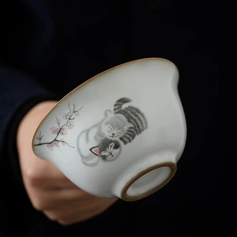 Ruyao Ceramic Covered Bowl Kung Fu Tea Set Household Collection Originality