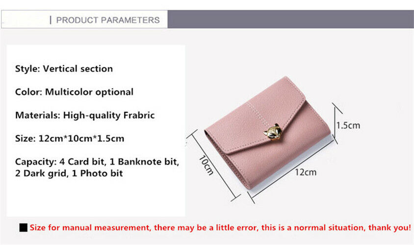PU Leather Card&ID Holders Wallet Female Purse Clamps Cash Clip Women's Handbags