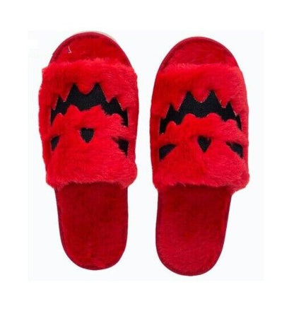 Women Halloween Pumpkin Slippers Soft Plush Flip Flop Indoor Warm Shoes 8.5~12in