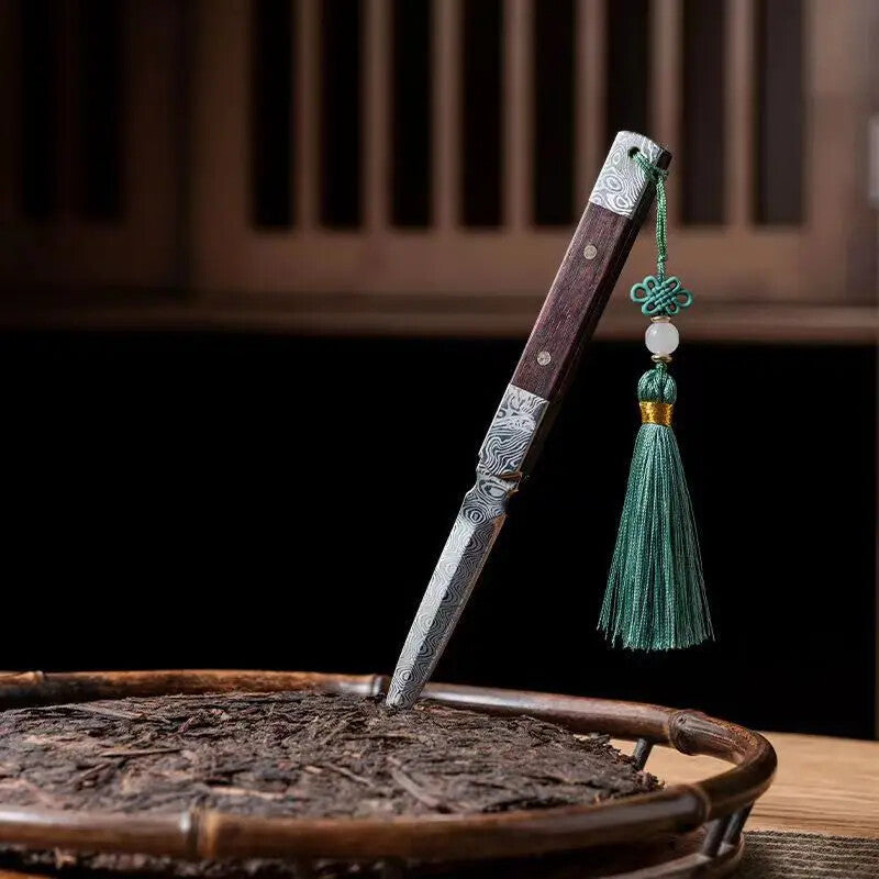 Zen Tea Knife Handmade Tea Needle Black Sandalwood Steel Puer Tea Knife Tea Set