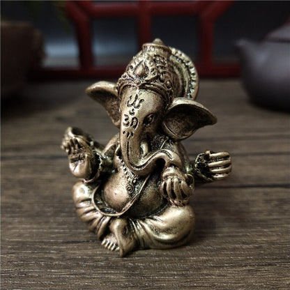 1.89" Bronze Color Lord Ganesha Statue Buddha Ornaments Elephant God Sculpture