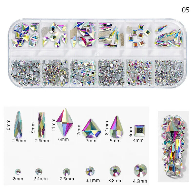 Nail Charms 30Pcs Boxed Luxury Shiny Planet Alloy 3D Art Rhinestones Bling Decor
