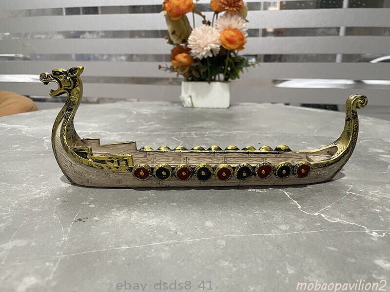 Hand Carved Dragon Boat Incense Holder Burner Censer Carving Ornaments
