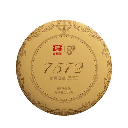 Yunnan 2020 Golden Age TAETEA 7572 Dayi 80th Anniversary Pu'er Tea cake erh 357g