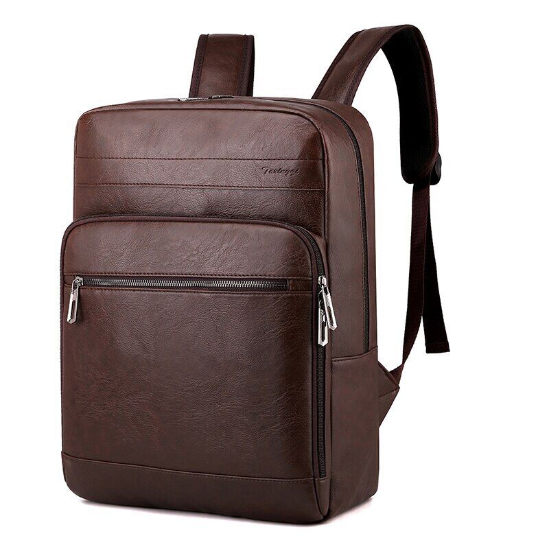 Multifunctional Backpack Men PU Leather Laptop Backbag Portable Travel Bag Male
