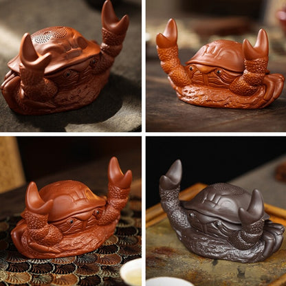 crab statue tea strainer yixing zisha purple clay artware tea pet filter net new