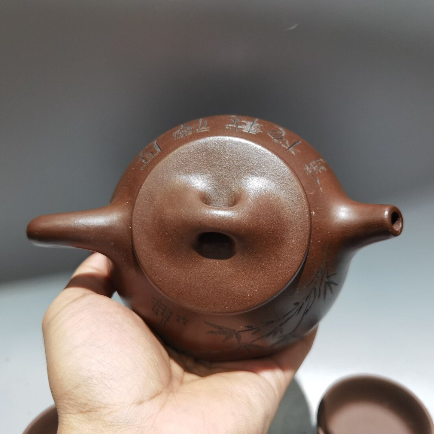 Chinese Yixing Zisha Clay Handmade Exquisite Kung Fu Tea SetTeapot品名：石瓢套壶 底款：顾景舟