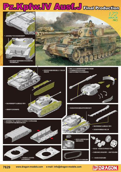 DRAGON 7629 1/72 Scale Pz.Kpfw.IV Ausf.J Final Production Model Kit