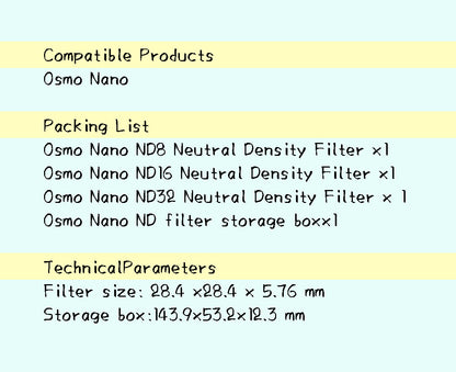 DJI Osmo Nano ND8/16/32 Filter Set - Essential Accessory for Osmo Nano