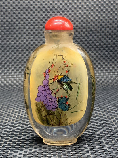 Collect Handmade Inner Paintings of Grasshopper Snuff Bottle Crafts