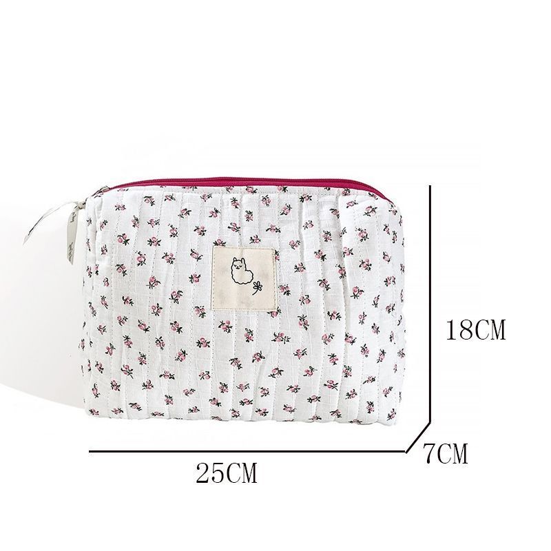 Makeup Bag Cosmetic Storage Toiletry Beauty Case Cotton Floral Travel Pouch 1 PC