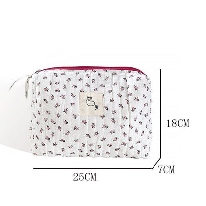 Makeup Bag Cosmetic Storage Toiletry Beauty Case Cotton Floral Travel Pouch 1 PC