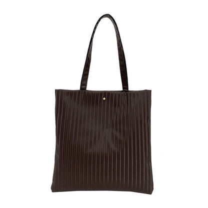 Solid Color Striped Bucket Bag Underarm Bag Large Capacity Tote Bag Zipper