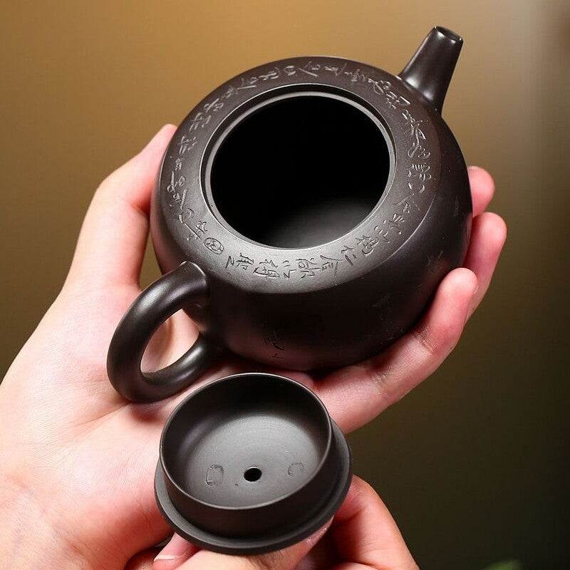 Handmade Tea Pot Rare Original Ore Yixing Zisha Black Zhu Clay Pot Master Marked