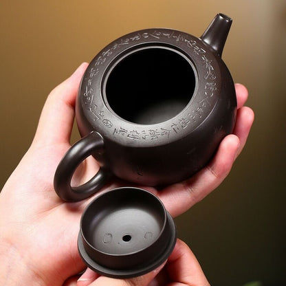 Handmade Tea Pot Rare Original Ore Yixing Zisha Black Zhu Clay Pot Master Marked