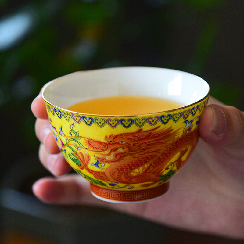 Chinese Tea Cup 100ml Porcelain Under Glaze Dragon Phoenix Master Cup Of Tea New