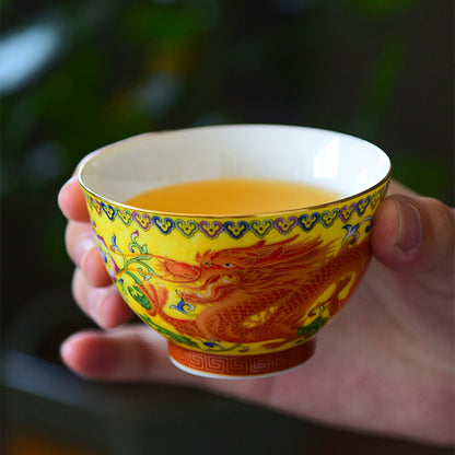 Chinese Tea Cup 100ml Porcelain Under Glaze Dragon Phoenix Master Cup Of Tea New