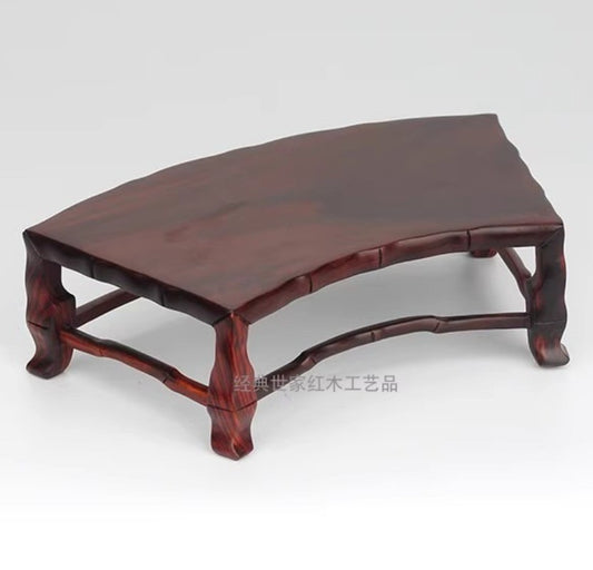 Rosewood Fanshaped Display Table Rack Vase Bonsai Artwork Statue Base Home Decor