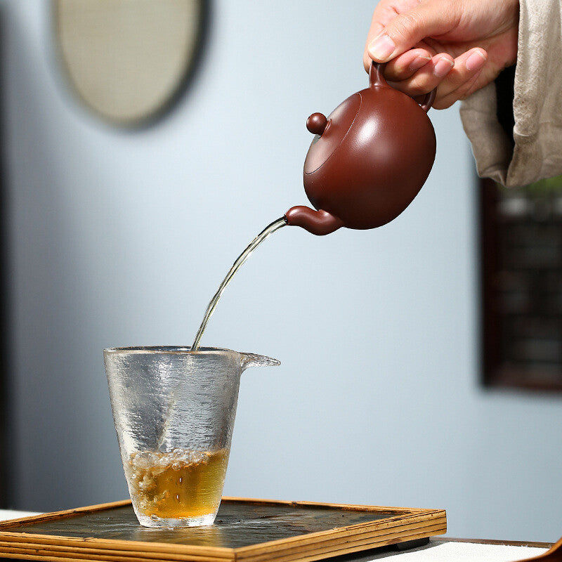 5.1"Collect Chinese Yixing Zisha Pottery Purple Zhu Clay 200ML Ball Holes Teapot