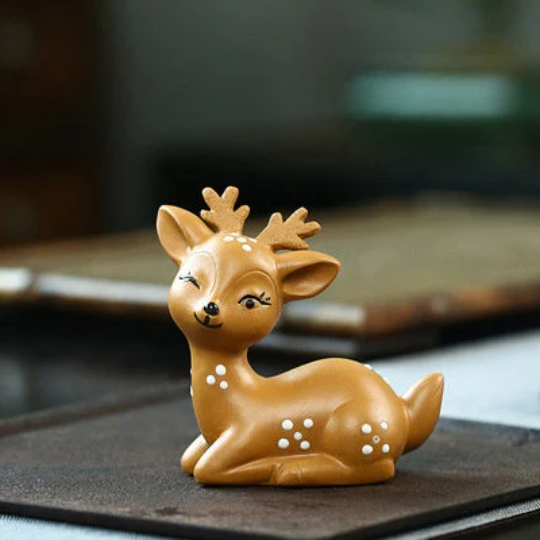 Zisha Tea Pets lovely Deer Purple Clay Tea Play Decoration