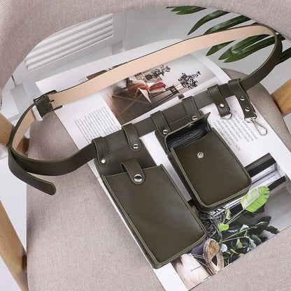 2 PCS Women Belt Bag Leather Flap Fanny Pack Shoulder Crossbody Chest Bag Purse