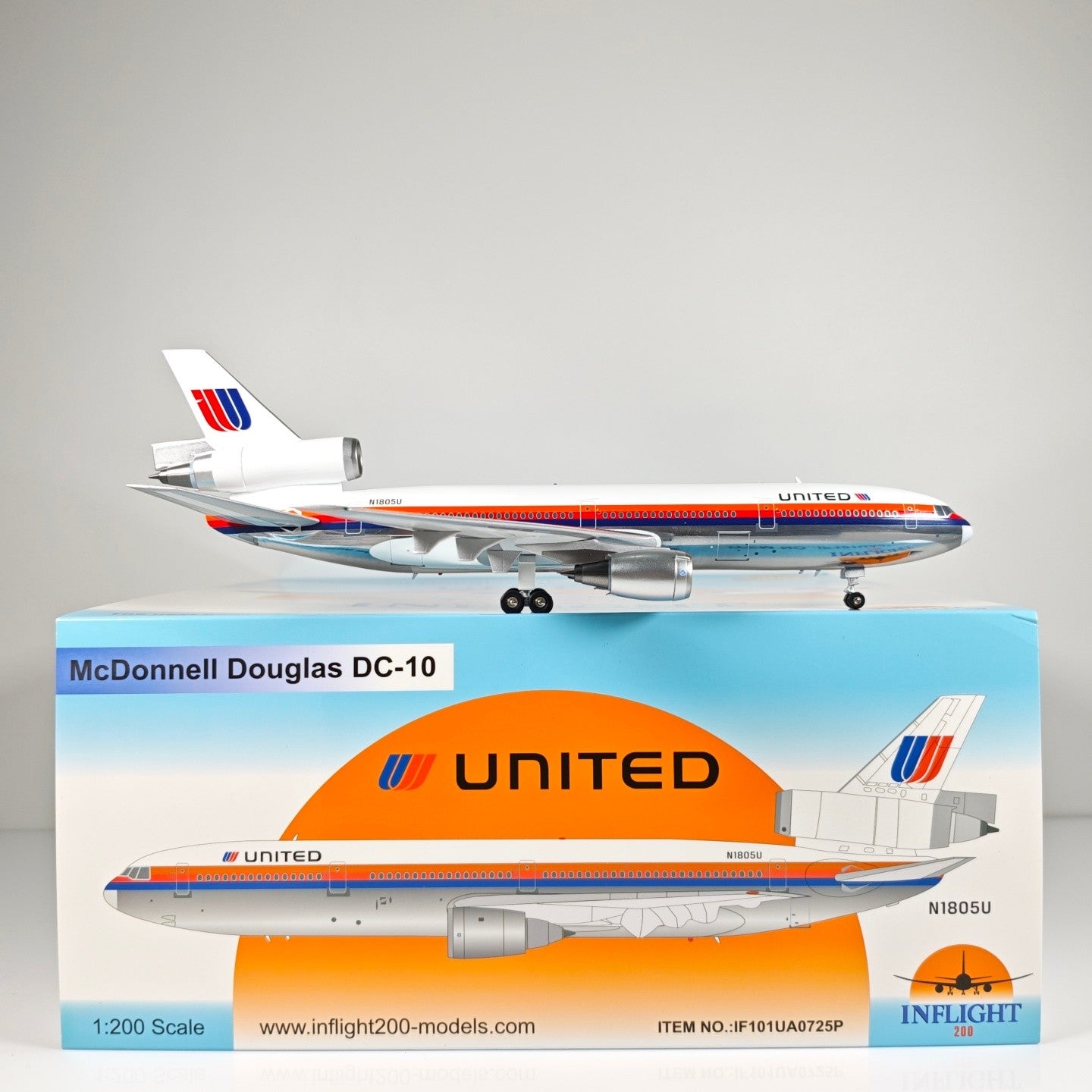1:200 InFlight United Airlines DC-10 Passenger Airplane Diecast Plane Model