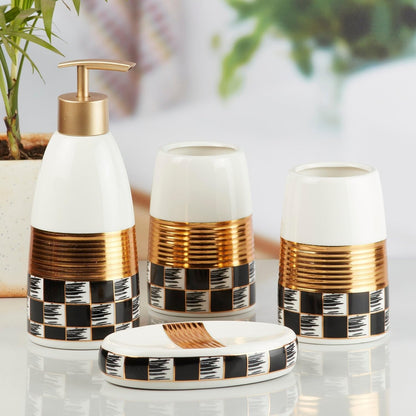 Ceramic Bathroom Accessories Set for Utility & Bathroom Decor Set Of 4