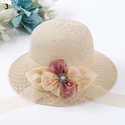 Women's Bow Large Floppy Folding Wide Brim Cap Sun Straw Summer Beach Hat New