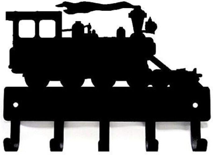 Steam Train Key Rack Hanger - 6 inch Wide/9 inch Wide Metal Wall Art