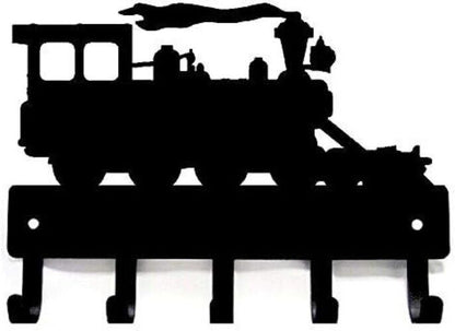 Steam Train Key Rack Hanger - 6 inch Wide/9 inch Wide Metal Wall Art