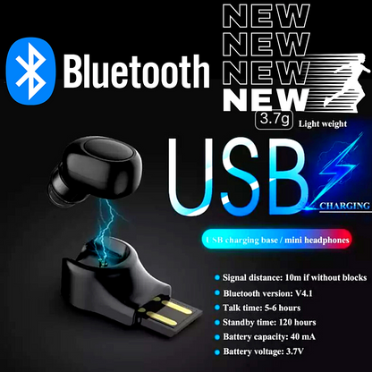 Invisible Bluetooth Headphones Single HD Wireless Earbuds for All Phones Tablet