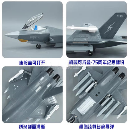 1:72 24CM J-35 STEATH CARRIER BASED Fighter Plane Diecast Aircraft Model