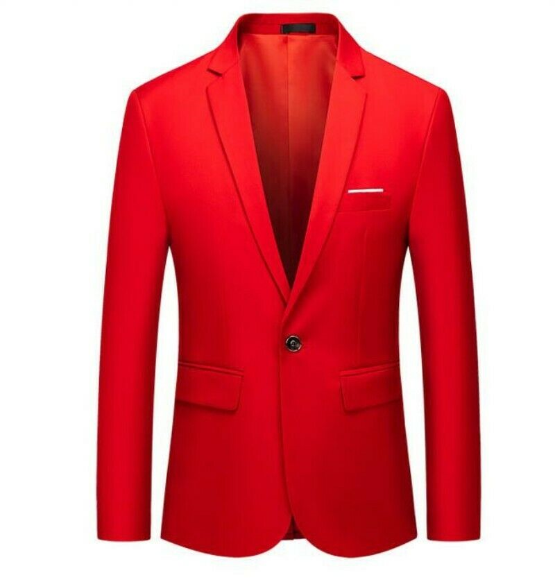 Men's Blazer Jacket One Button Slim Fit Business Long sleeve Casual Coat New @